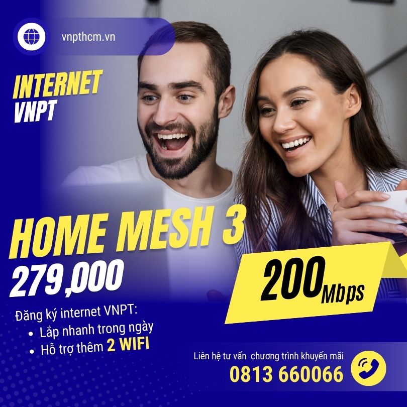Gói cước Home Mesh 3 VNPT - 200Mbps - 2 WIFI